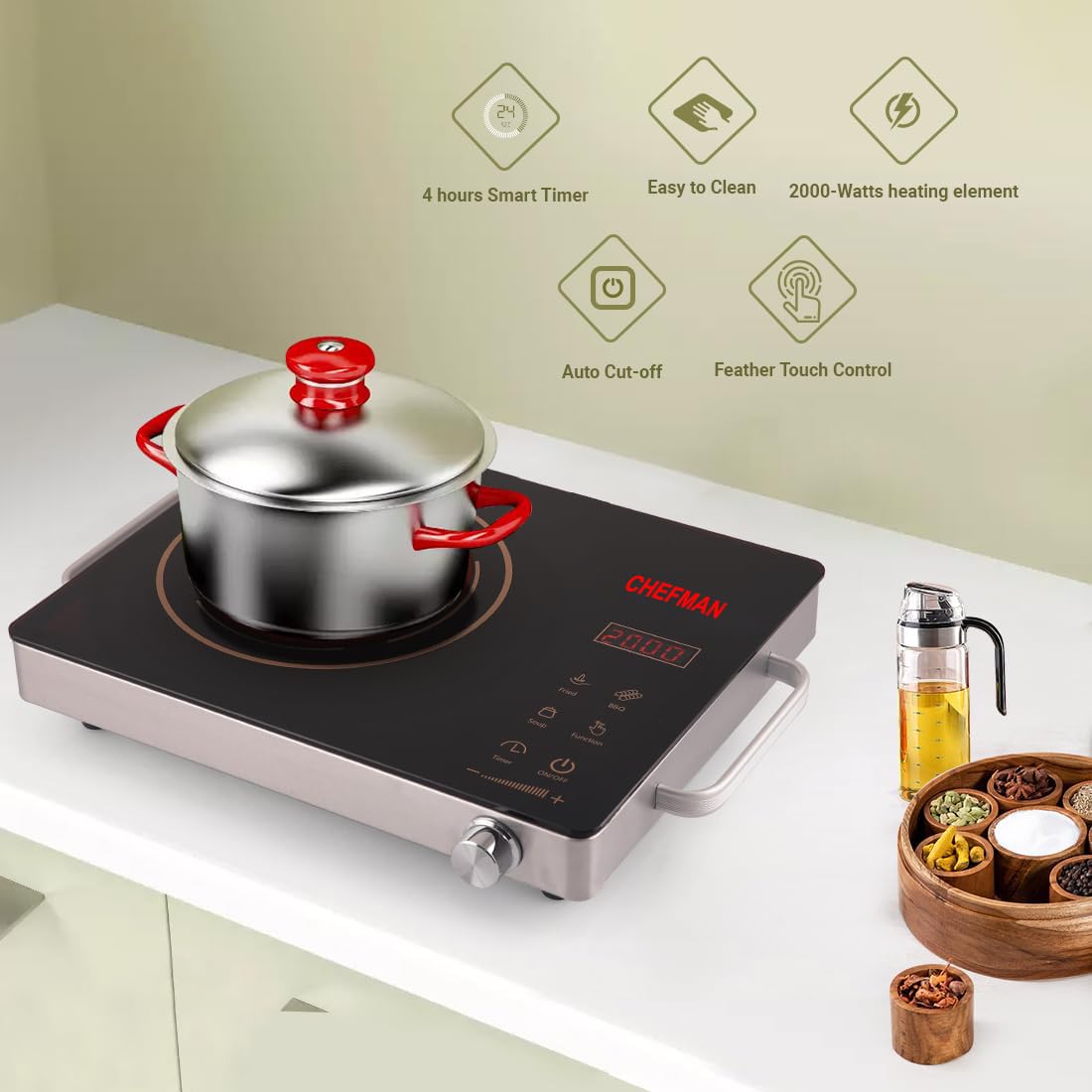 Chefman Infrared Cooktop with Touch Panel